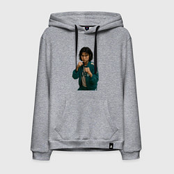 Толстовка-худи хлопковая мужская Игрок 067 в стойке бойца, цвет: меланж