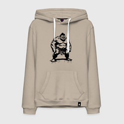 Толстовка-худи хлопковая мужская Грозный сумоист, цвет: миндальный