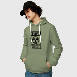 Толстовка-худи хлопковая мужская Осторожно - радиоактивные материалы, цвет: авокадо — фото 2