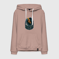 Толстовка-худи хлопковая мужская XXXTentacion внутри облаков, цвет: пыльно-розовый