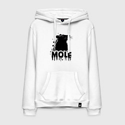 Толстовка-худи хлопковая мужская Крот в черных каплях, цвет: белый