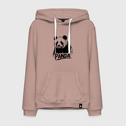 Толстовка-худи хлопковая мужская Панда черной краской, цвет: пыльно-розовый