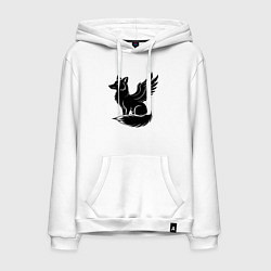 Толстовка-худи хлопковая мужская Крылатый песец, цвет: белый