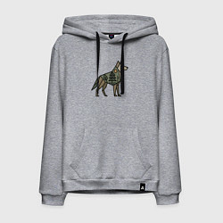 Толстовка-худи хлопковая мужская Геометрический волк, цвет: меланж