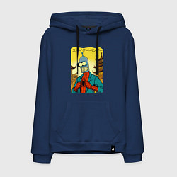 Толстовка-худи хлопковая мужская Spider Bender -Japanese style, цвет: тёмно-синий