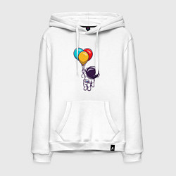 Толстовка-худи хлопковая мужская Полёт на шариках, цвет: белый