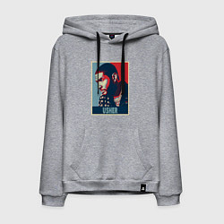 Толстовка-худи хлопковая мужская Usher music, цвет: меланж