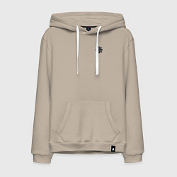 Толстовка-худи хлопковая мужская Спаси и сохрани черно-белый орнамент, цвет: миндальный