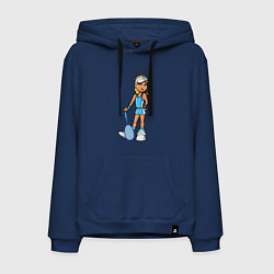 Толстовка-худи хлопковая мужская Блондинка теннисистка, цвет: тёмно-синий