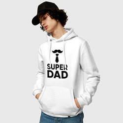 Толстовка-худи хлопковая мужская Superdad, цвет: белый — фото 2