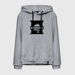 Толстовка-худи хлопковая мужская Мурманск в стрит-арт стиле, цвет: меланж