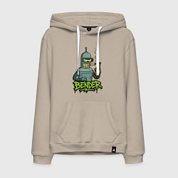 Толстовка-худи хлопковая мужская Bender with beer, цвет: миндальный