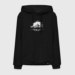 Толстовка-худи хлопковая мужская Гора и минареты, цвет: черный