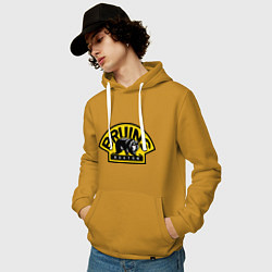 Толстовка-худи хлопковая мужская HC Boston Bruins Label, цвет: горчичный — фото 2