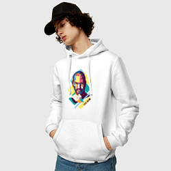 Толстовка-худи хлопковая мужская Steve Jobs Art, цвет: белый — фото 2