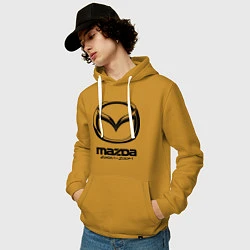 Толстовка-худи хлопковая мужская Mazda Zoom-Zoom, цвет: горчичный — фото 2
