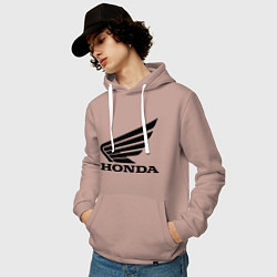 Толстовка-худи хлопковая мужская Honda Motor, цвет: пыльно-розовый — фото 2