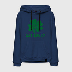 Толстовка-худи хлопковая мужская Get lucky, цвет: тёмно-синий