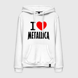 Толстовка-худи хлопковая мужская I love Metallica, цвет: белый