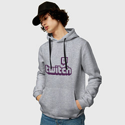 Толстовка-худи хлопковая мужская Twitch Logo, цвет: меланж — фото 2