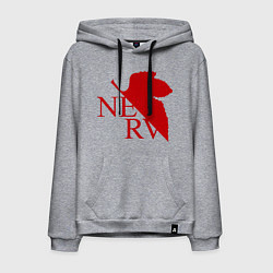 Толстовка-худи хлопковая мужская Евангелион NERV, цвет: меланж