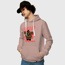 Толстовка-худи хлопковая мужская I Survived Five Night, цвет: пыльно-розовый — фото 2