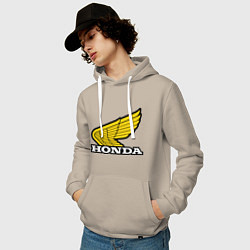Толстовка-худи хлопковая мужская Honda, цвет: миндальный — фото 2