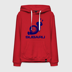 Толстовка-худи хлопковая мужская Subaru, цвет: красный