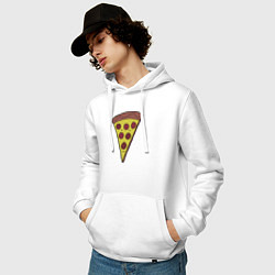 Толстовка-худи хлопковая мужская Pizza man, цвет: белый — фото 2
