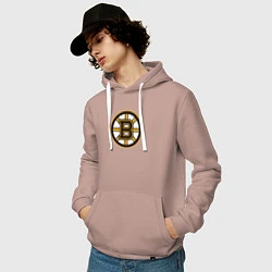 Толстовка-худи хлопковая мужская Boston Bruins, цвет: пыльно-розовый — фото 2
