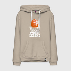 Толстовка-худи хлопковая мужская Баскетбол, цвет: миндальный