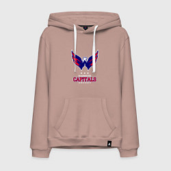Толстовка-худи хлопковая мужская Washington Capitals, цвет: пыльно-розовый