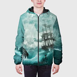 Куртка с капюшоном мужская Море, цвет: 3D-черный — фото 2