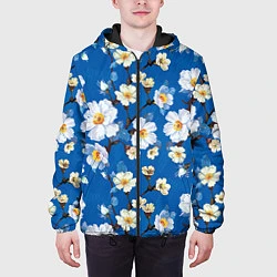 Куртка с капюшоном мужская Цветы ретро 5, цвет: 3D-черный — фото 2