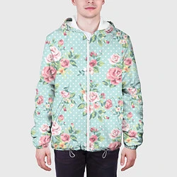 Куртка с капюшоном мужская Цветы ретро 1, цвет: 3D-белый — фото 2