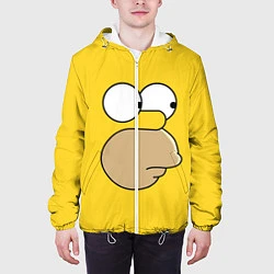 Куртка с капюшоном мужская Лицо Гомера, цвет: 3D-белый — фото 2