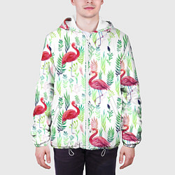 Куртка с капюшоном мужская Цветы и бабочки 2, цвет: 3D-белый — фото 2