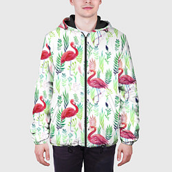 Куртка с капюшоном мужская Цветы и бабочки 2, цвет: 3D-черный — фото 2