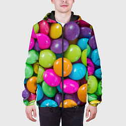 Куртка с капюшоном мужская Конфетки, цвет: 3D-черный — фото 2