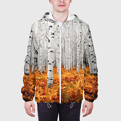 Куртка с капюшоном мужская Березовая роща, цвет: 3D-белый — фото 2