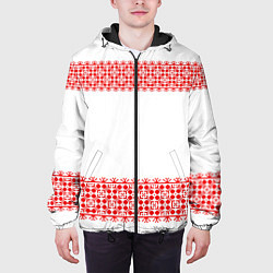 Куртка с капюшоном мужская Славянский орнамент (на белом), цвет: 3D-черный — фото 2
