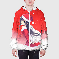 Куртка с капюшоном мужская Аниме-снегурочка, цвет: 3D-белый — фото 2