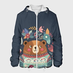 Куртка с капюшоном мужская Осенний медведь, цвет: 3D-белый