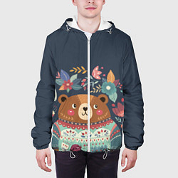 Куртка с капюшоном мужская Осенний медведь, цвет: 3D-белый — фото 2
