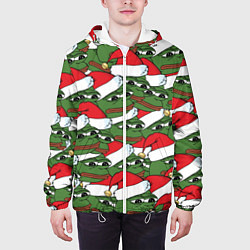 Куртка с капюшоном мужская Sad frog new year, цвет: 3D-белый — фото 2
