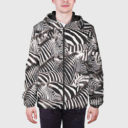 Куртка с капюшоном мужская Стая зебр, цвет: 3D-черный — фото 2