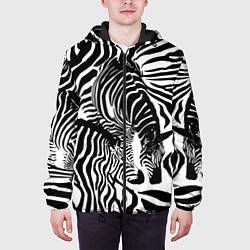 Куртка с капюшоном мужская Полосатая зебра, цвет: 3D-черный — фото 2