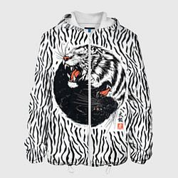 Куртка с капюшоном мужская Yin Yang Tigers, цвет: 3D-белый