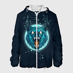 Куртка с капюшоном мужская Космический медведь, цвет: 3D-белый