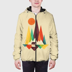 Куртка с капюшоном мужская Медведь в горах, цвет: 3D-черный — фото 2